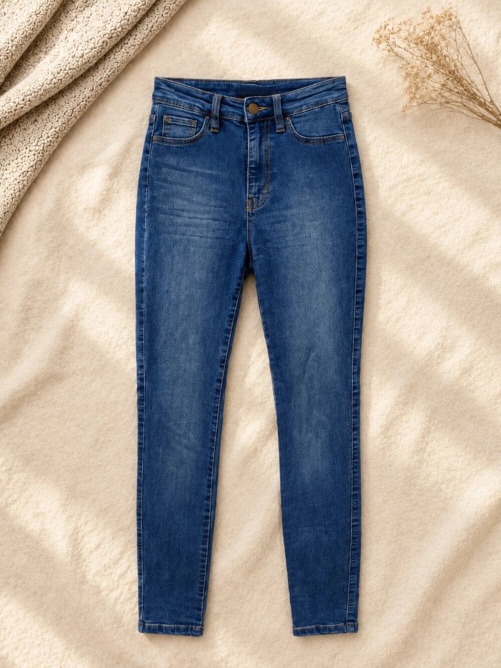 Fashion Nova High Rise Skinny Jeans Size 0 Medium Wash